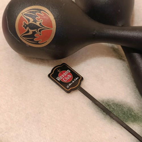 Bacardi collectible maracas used, pair with stirrer gift