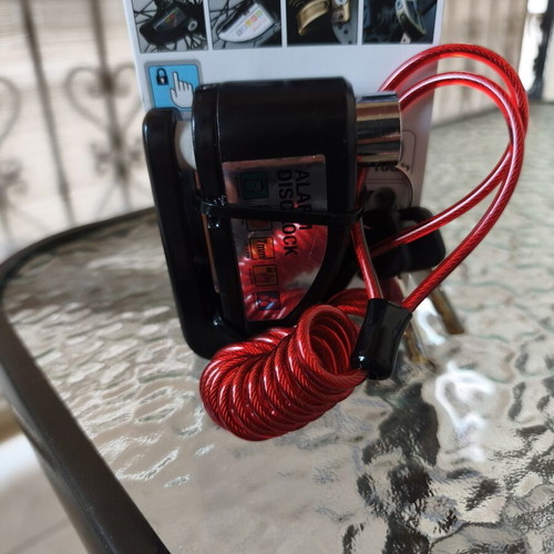 Disc Brake Lock with Alarm and Reminder Cable, New