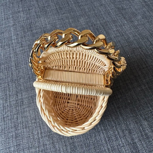 Versace bamboo basket bag new, beige and gold