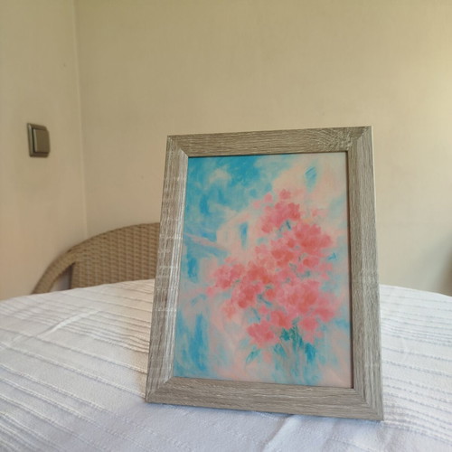 Bougainvillea Breeze Mediterranean Wall Art 15x20 cm in Wooden Frame new