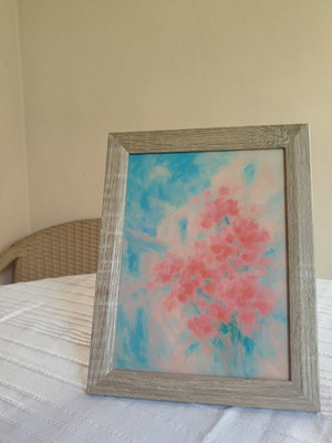 Bougainvillea Breeze Mediterranean Wall Art 15x20 cm in Wooden Frame new