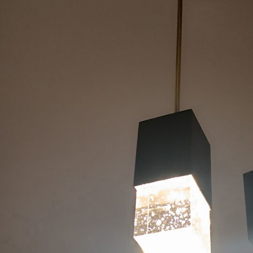 Modern three-light ceiling pendant lamp inox and crystal like new