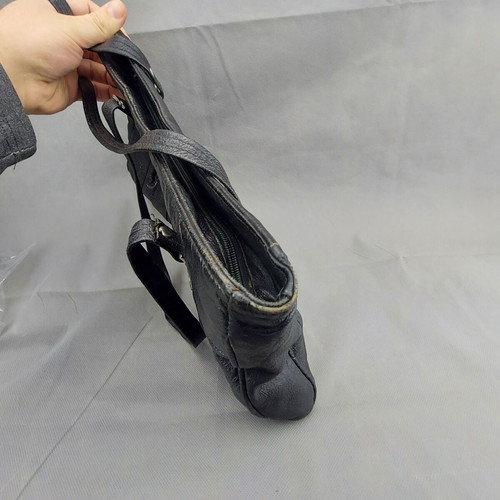 Old Soviet women's black leather bag used