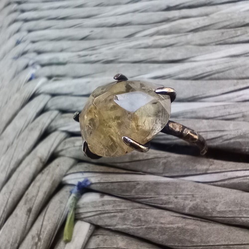 Ring 925 Silver handmade with citrine stone, like new, size 61