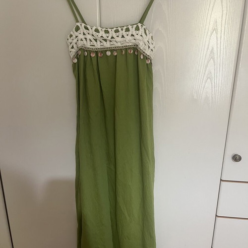 Linen women's dress green with chest detail new