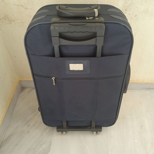 Urban medium fabric suitcase used, blue, two wheels