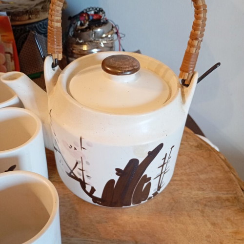 Handmade Japanese tea set like new, 23 cm teapot and 8 cups