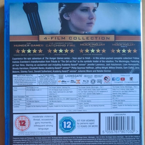 The Hunger Games Complete Collection 4-Film Blu-Ray set like new