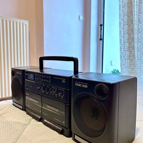 Double cassette player with detachable speakers used