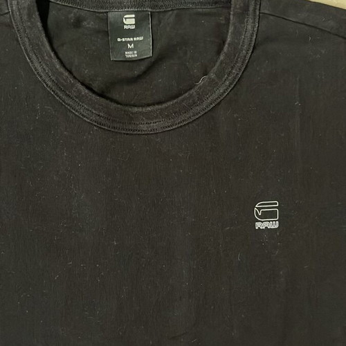 G-Star Raw T-shirt, black, curved hem, small logo, size M