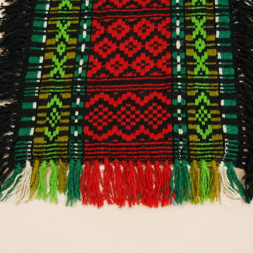 Traditional wool rug 150x67 cm with fringes vintage ethnic