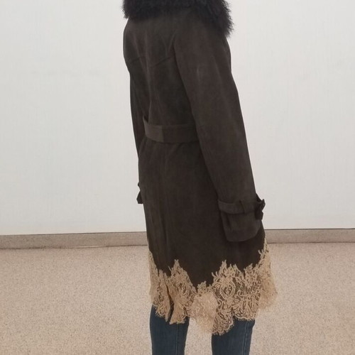 Suede coat Red Valentino like new, dark brown with ecru lace