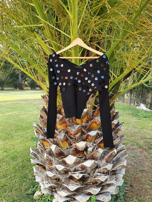 Vintage MITIKA V decollete blouse like new, size S, black