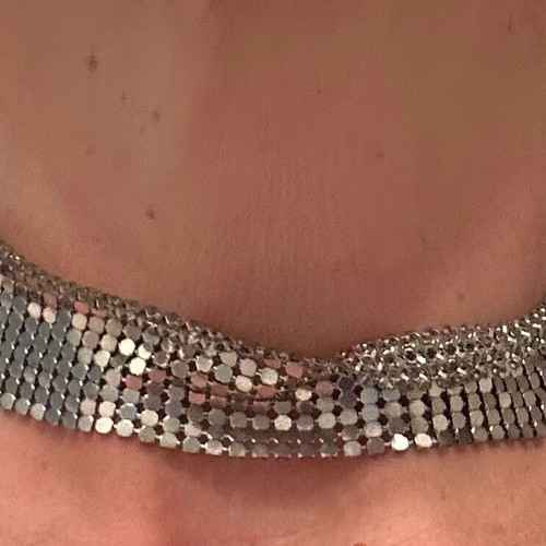Tally Weijl metallic mesh choker necklace like new, Y2K vintage
