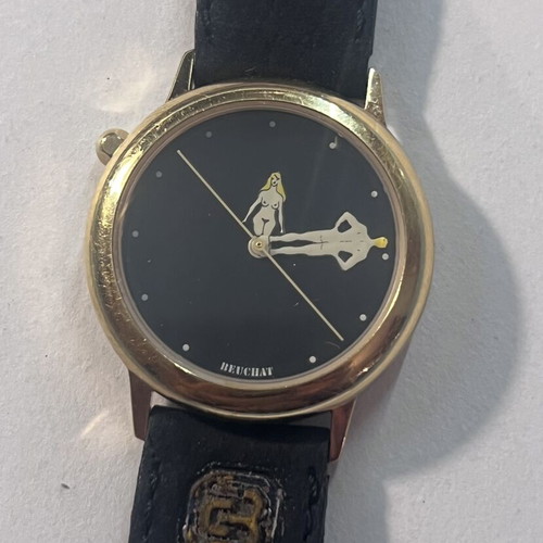 Beuchat 34mm vintage watch Eroticism and watchmaking model like new, black strap
