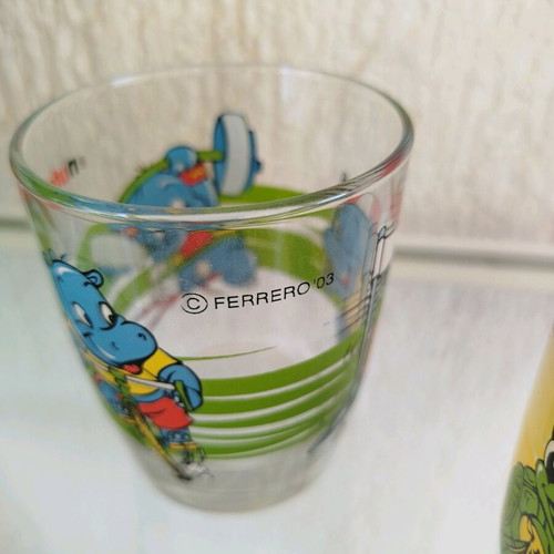 Nutella collectible glasses used, set of 3 with 2003 sports