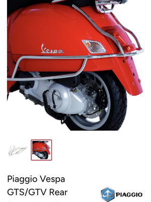 Piaggio Vespa GTS/GTV задни хромирани предпазни рамки