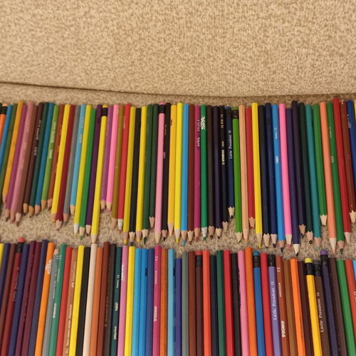 Painting set used with colored pencils and markers