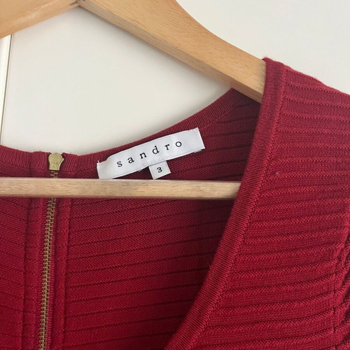 Sandro red skater cotton dress like new, size L