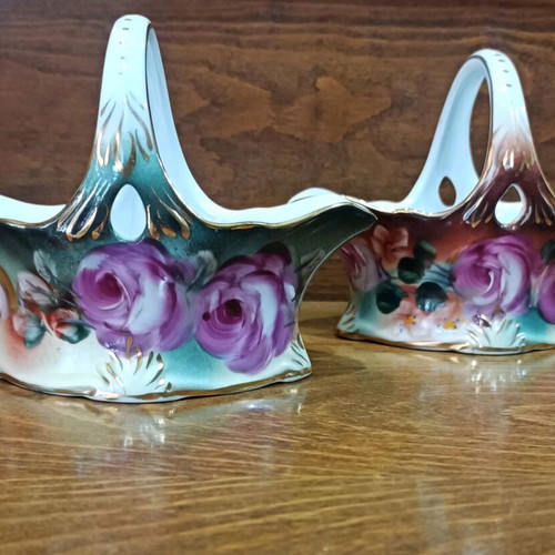 Limoges porcelain basket set new, two pieces