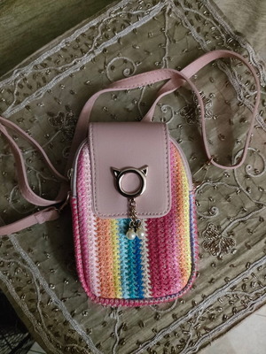 Mobile phone bag crossbody colorful like new, straw