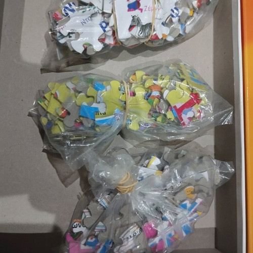 Educational puzzle used with numbers, shapes and alphabet 3x60 pieces