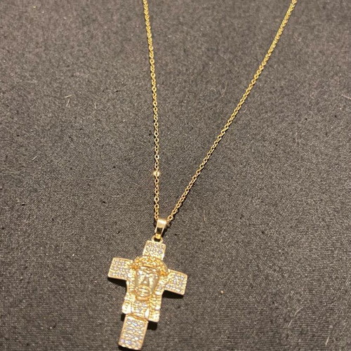 Steel gold cross with diamonds new
