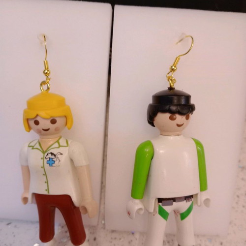 Playmobil earrings the vet & the businessman!!
