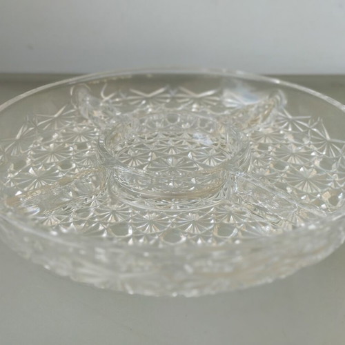 Crystal Serving Platter with Divided Sections vintage like new
