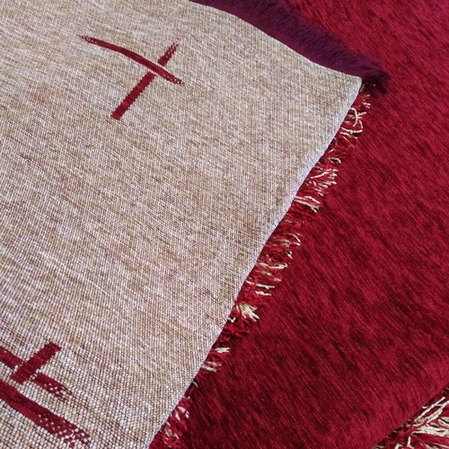 Throw blankets set two-piece burgundy and gold beige