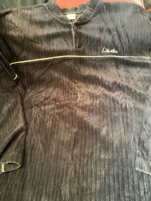Leon men's velour blouse used, black with white stripe