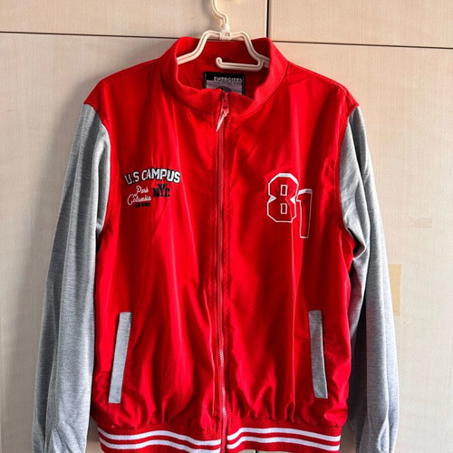 Bomber jacket like new, gray and red
