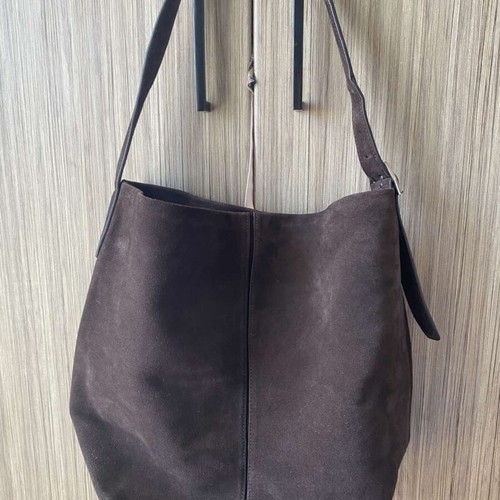 Suede leather bucket bag Mango dark brown like new