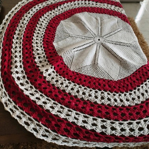 Crochet tablecloth for round table diameter 1.06m handmade vintage