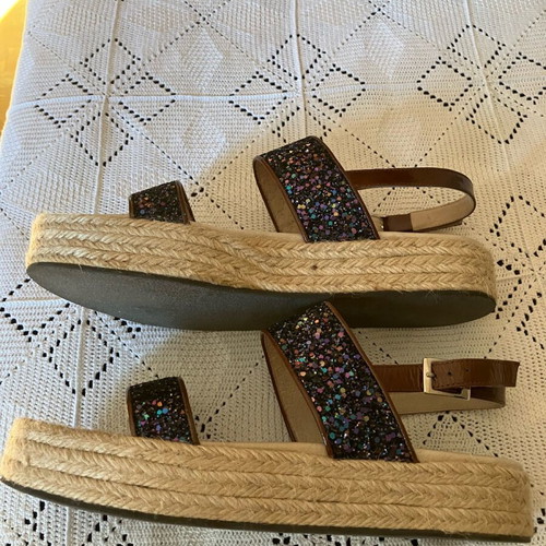 Leather espadrille sandals like new, brown, Suzana Traca
