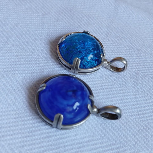 Murano glass pendants set with 925 silver, like new, 2 pieces