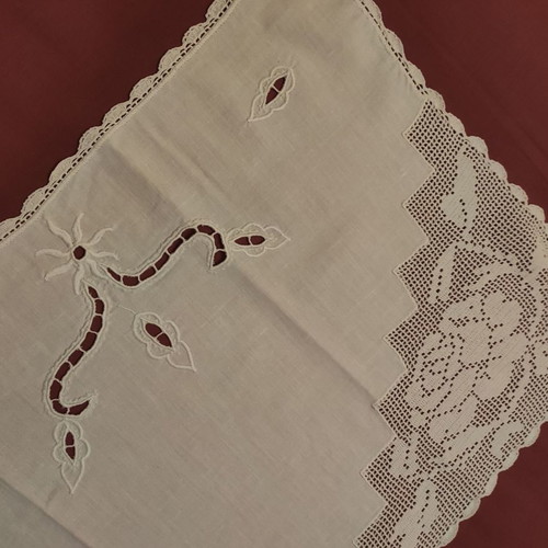 Handmade table runner new with cutwork 76x37
