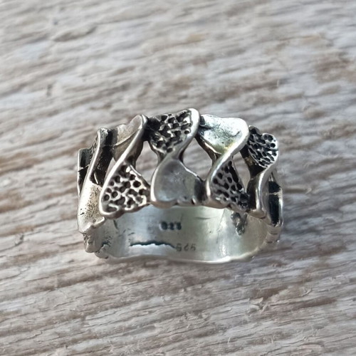 Vintage 925 Silver Ring size 61, handmade grunge biker design
