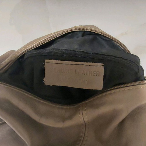 Shoulder bag like new, leather with leatherette details, beige and brown