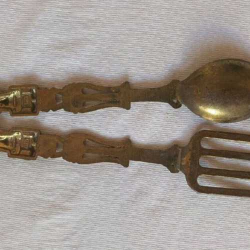 Bronze cutlery used, 35 cm, set of 2