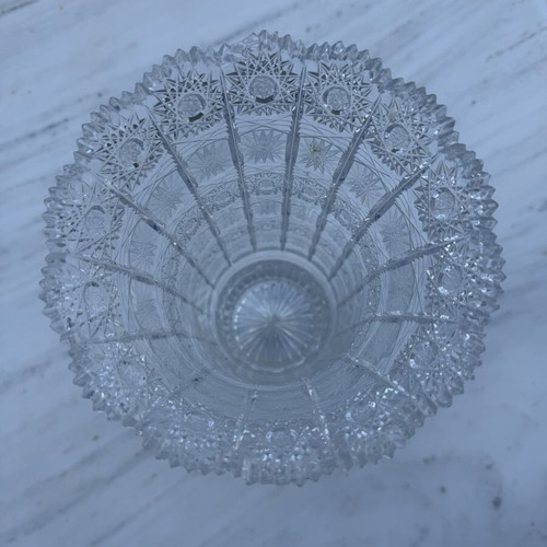 Vintage cut crystal vase like new, heavy hand-carved