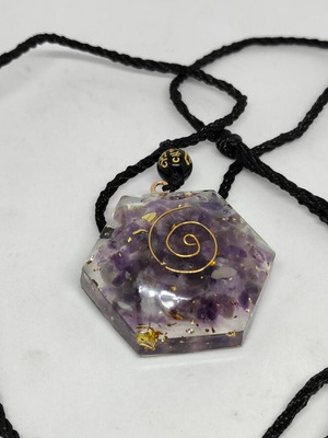 Handmade Orgonite Pendant with Amethyst and Gold Leaf like new