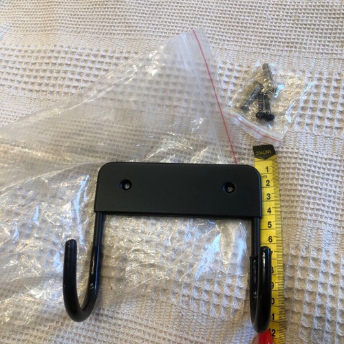 Metal wall hanger black with screws for ironing board and other uses