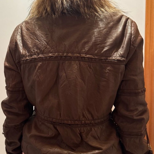 Rebecca Blu leather coat with detachable collar like new, brown, size M