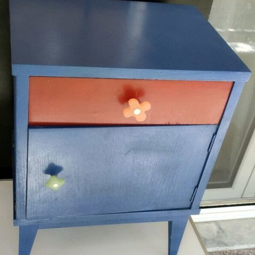 Wooden nightstand used, painted with chalk spray
