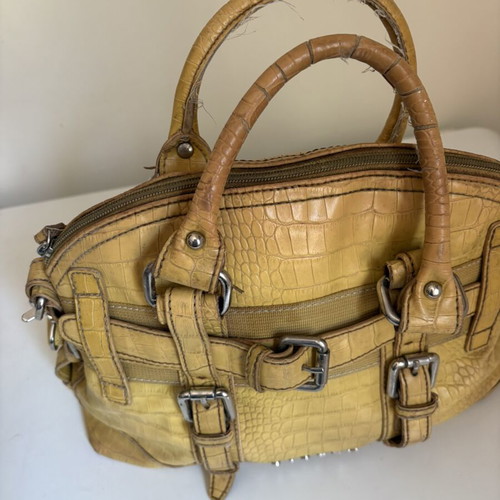 Sisley vintage yellow bag with croc texture, used