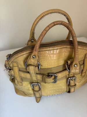 Sisley vintage yellow bag with croc texture, used
