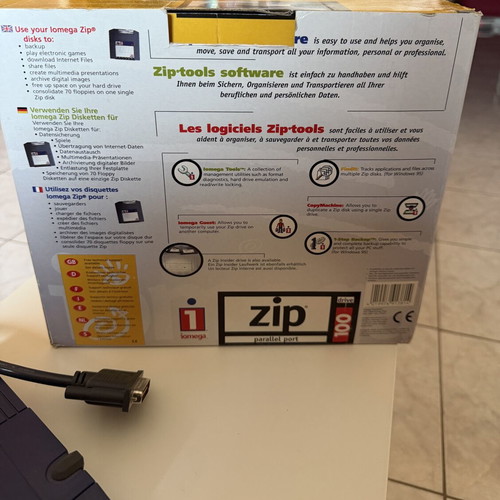 Iomega ZIP Drive Parallel with packaging and 100MB disk used