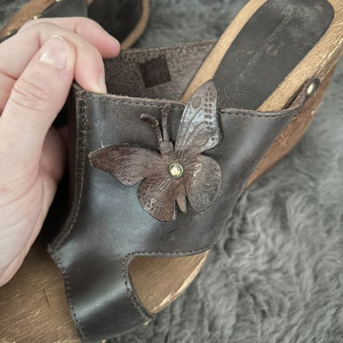 Clogs used, summer style with 3D butterfly, size 37, black and brown