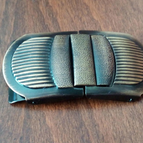 Gutos collectible belt buckle used, double, stainless steel